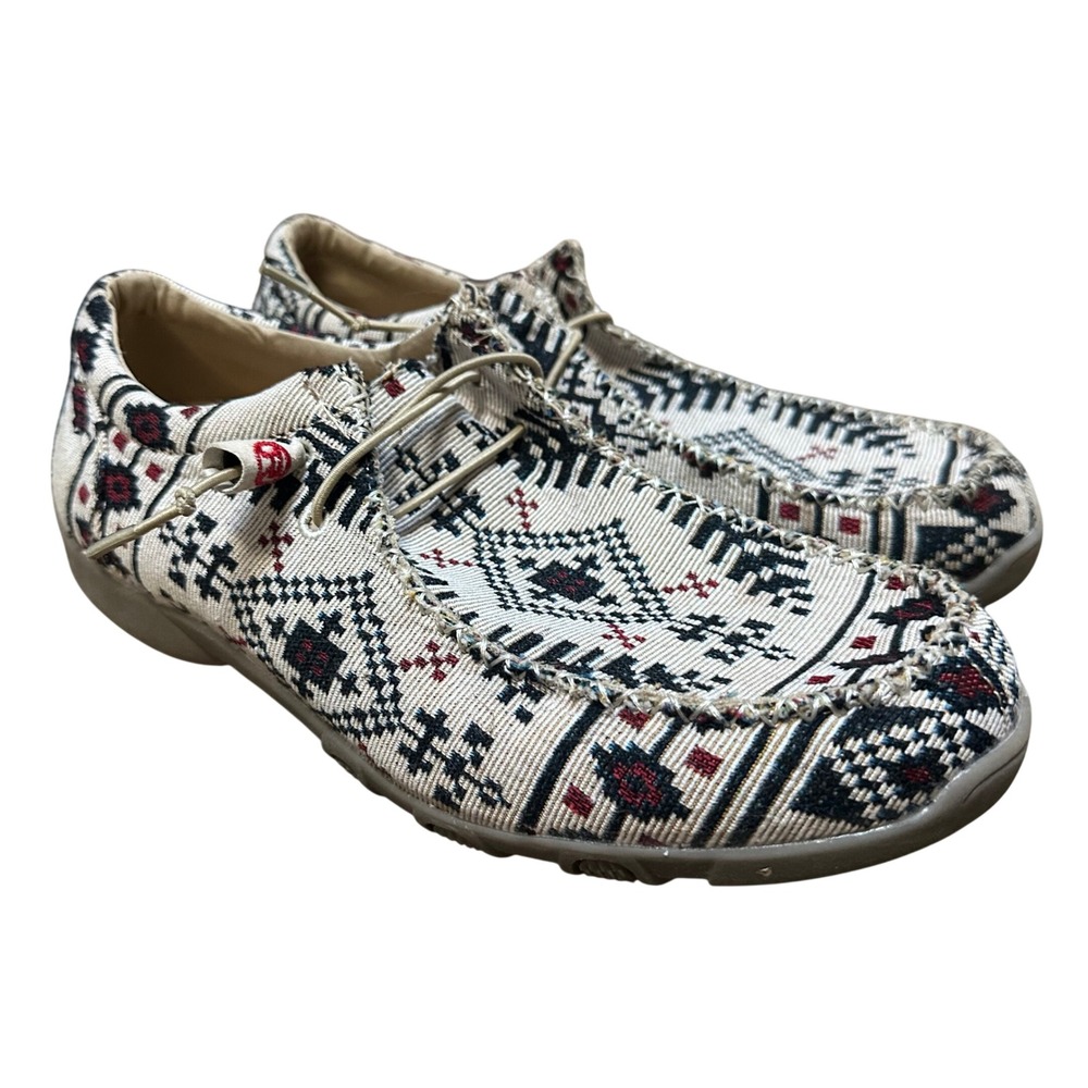 Roper Womens Southwestern Aztec Tapestry Slip On Loafers Shoes Size 10